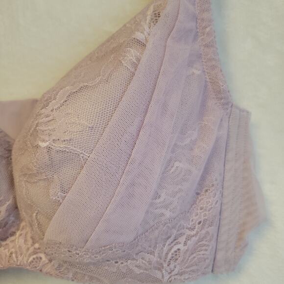 Lace Mesh Wireless Bra Pale Mauve Back Closure Adjustable Full Figure Size 40D - Picture 5 of 6